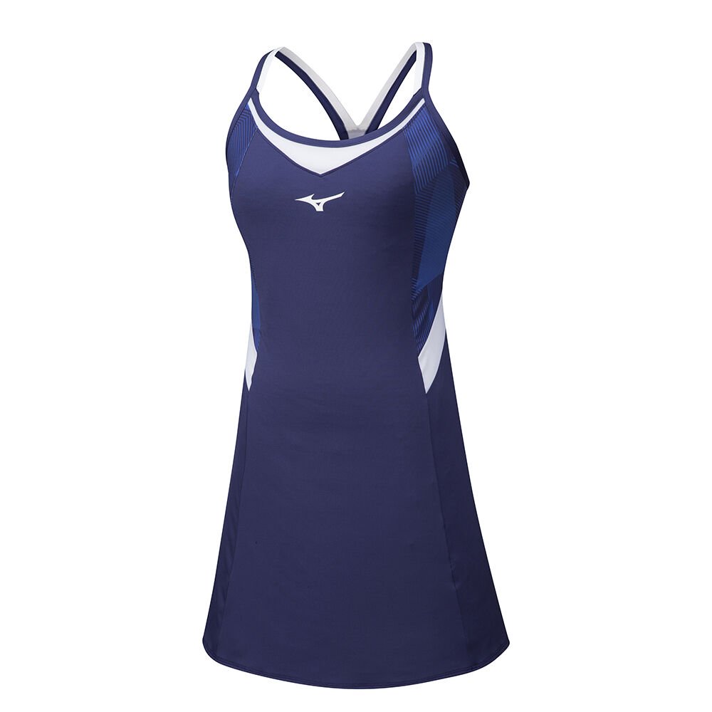 Mizuno Women's Tennis Clothing Amplify Printed Dress Peacock - XSILYFZ-52